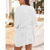 image:imageHOTOUCH Lightweight Crochet Cardigan for Women Long Sleeve Open Front Knit Oversized Cardigans SweatersAwhite
