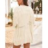image:imageHOTOUCH Lightweight Crochet Cardigan for Women Long Sleeve Open Front Knit Oversized Cardigans SweatersBeige