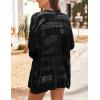 image:imageHOTOUCH Lightweight Crochet Cardigan for Women Long Sleeve Open Front Knit Oversized Cardigans SweatersBlack
