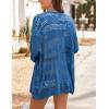 image:imageHOTOUCH Lightweight Crochet Cardigan for Women Long Sleeve Open Front Knit Oversized Cardigans SweatersBlue