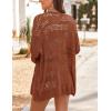 image:imageHOTOUCH Lightweight Crochet Cardigan for Women Long Sleeve Open Front Knit Oversized Cardigans SweatersDark Brown