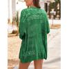 image:imageHOTOUCH Lightweight Crochet Cardigan for Women Long Sleeve Open Front Knit Oversized Cardigans SweatersDark Green