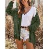 image:imageHOTOUCH Lightweight Crochet Cardigan for Women Long Sleeve Open Front Knit Oversized Cardigans SweatersDark Green2