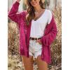 image:imageHOTOUCH Lightweight Crochet Cardigan for Women Long Sleeve Open Front Knit Oversized Cardigans SweatersHot Pink
