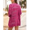 image:imageHOTOUCH Lightweight Crochet Cardigan for Women Long Sleeve Open Front Knit Oversized Cardigans SweatersHot Pink