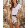 image:imageHOTOUCH Lightweight Crochet Cardigan for Women Long Sleeve Open Front Knit Oversized Cardigans SweatersLight Khaki