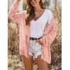 image:imageHOTOUCH Lightweight Crochet Cardigan for Women Long Sleeve Open Front Knit Oversized Cardigans SweatersLight Pink