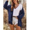 image:imageHOTOUCH Lightweight Crochet Cardigan for Women Long Sleeve Open Front Knit Oversized Cardigans SweatersNavy Blue