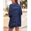 image:imageHOTOUCH Lightweight Crochet Cardigan for Women Long Sleeve Open Front Knit Oversized Cardigans SweatersNavy Blue