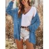 image:imageHOTOUCH Lightweight Crochet Cardigan for Women Long Sleeve Open Front Knit Oversized Cardigans SweatersPeacock Blue