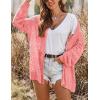 image:imageHOTOUCH Lightweight Crochet Cardigan for Women Long Sleeve Open Front Knit Oversized Cardigans SweatersPink