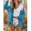 image:imageHOTOUCH Lightweight Crochet Cardigan for Women Long Sleeve Open Front Knit Oversized Cardigans SweatersTeal