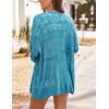 image:imageHOTOUCH Lightweight Crochet Cardigan for Women Long Sleeve Open Front Knit Oversized Cardigans SweatersTeal