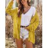 image:imageHOTOUCH Lightweight Crochet Cardigan for Women Long Sleeve Open Front Knit Oversized Cardigans SweatersYellow