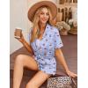 image:imageHOTOUCH Womens Satin Pajamas Set Button Down 2 Piece Silk Pjs Shorts Set Ruffle Lingerie Notch Collar SleepwearPlaid Cherries