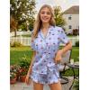 image:imageHOTOUCH Womens Satin Pajamas Set Button Down 2 Piece Silk Pjs Shorts Set Ruffle Lingerie Notch Collar SleepwearPlaid Cherries