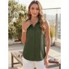 image:imageHOTOUCH Womens Sleeveless Button Down Shirts HiddenButton Front Collared Dressy Casual Blouses Loose Office Tank TopsArmy Green