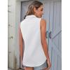 image:imageHOTOUCH Womens Sleeveless Button Down Shirts HiddenButton Front Collared Dressy Casual Blouses Loose Office Tank TopsAwhite