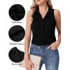 image:imageHOTOUCH Womens Sleeveless Button Down Shirts HiddenButton Front Collared Dressy Casual Blouses Loose Office Tank TopsBlack