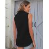 image:imageHOTOUCH Womens Sleeveless Button Down Shirts HiddenButton Front Collared Dressy Casual Blouses Loose Office Tank TopsBlack