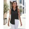 image:imageHOTOUCH Womens Sleeveless Button Down Shirts HiddenButton Front Collared Dressy Casual Blouses Loose Office Tank TopsBlack