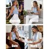 image:imageHOTOUCH Womens Sleeveless Button Down Shirts HiddenButton Front Collared Dressy Casual Blouses Loose Office Tank TopsBlue Striped