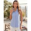 image:imageHOTOUCH Womens Sleeveless Button Down Shirts HiddenButton Front Collared Dressy Casual Blouses Loose Office Tank TopsBlue Striped