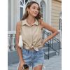 image:imageHOTOUCH Womens Sleeveless Button Down Shirts HiddenButton Front Collared Dressy Casual Blouses Loose Office Tank TopsCream