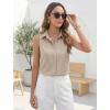 image:imageHOTOUCH Womens Sleeveless Button Down Shirts HiddenButton Front Collared Dressy Casual Blouses Loose Office Tank TopsCream