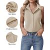 image:imageHOTOUCH Womens Sleeveless Button Down Shirts HiddenButton Front Collared Dressy Casual Blouses Loose Office Tank TopsCream