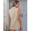 image:imageHOTOUCH Womens Sleeveless Button Down Shirts HiddenButton Front Collared Dressy Casual Blouses Loose Office Tank TopsCream