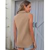 image:imageHOTOUCH Womens Sleeveless Button Down Shirts HiddenButton Front Collared Dressy Casual Blouses Loose Office Tank TopsKhaki