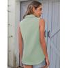 image:imageHOTOUCH Womens Sleeveless Button Down Shirts HiddenButton Front Collared Dressy Casual Blouses Loose Office Tank TopsLight Green