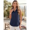 image:imageHOTOUCH Womens Sleeveless Button Down Shirts HiddenButton Front Collared Dressy Casual Blouses Loose Office Tank TopsNavy Blue