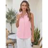 image:imageHOTOUCH Womens Sleeveless Button Down Shirts HiddenButton Front Collared Dressy Casual Blouses Loose Office Tank TopsPink
