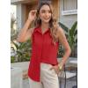 image:imageHOTOUCH Womens Sleeveless Button Down Shirts HiddenButton Front Collared Dressy Casual Blouses Loose Office Tank TopsRed