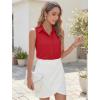 image:imageHOTOUCH Womens Sleeveless Button Down Shirts HiddenButton Front Collared Dressy Casual Blouses Loose Office Tank TopsRed