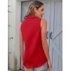 image:imageHOTOUCH Womens Sleeveless Button Down Shirts HiddenButton Front Collared Dressy Casual Blouses Loose Office Tank TopsRed
