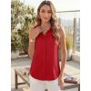image:imageHOTOUCH Womens Sleeveless Button Down Shirts HiddenButton Front Collared Dressy Casual Blouses Loose Office Tank TopsRed