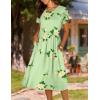 image:imageHOTOUCH Womens Summer ALine Midi Dresses 2026 Casual Floral Short Sleeve TShirt Dress Flowy Beach Sundress with PocketsGreen Flower
