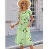image:imageHOTOUCH Womens Summer ALine Midi Dresses 2026 Casual Floral Short Sleeve TShirt Dress Flowy Beach Sundress with PocketsGreen Flower