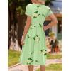 image:imageHOTOUCH Womens Summer ALine Midi Dresses 2026 Casual Floral Short Sleeve TShirt Dress Flowy Beach Sundress with PocketsGreen Flower