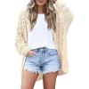 image:imageHOTOUCH Lightweight Crochet Cardigan for Women Long Sleeve Open Front Knit Oversized Cardigans SweatersBeige