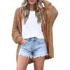 image:imageHOTOUCH Lightweight Crochet Cardigan for Women Long Sleeve Open Front Knit Oversized Cardigans SweatersBkhaki