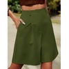 image:imageHOTOUCH Bermuda Shorts for Women Summer Dressy Casual Elastic High Waisted Wide Leg Knee Length Shorts with PocketsArmy Green