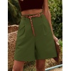 image:imageHOTOUCH Bermuda Shorts for Women Summer Dressy Casual Elastic High Waisted Wide Leg Knee Length Shorts with PocketsArmy Green