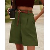 image:imageHOTOUCH Bermuda Shorts for Women Summer Dressy Casual Elastic High Waisted Wide Leg Knee Length Shorts with PocketsArmy Green
