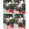 image:imageHOTOUCH Bermuda Shorts for Women Summer Dressy Casual Elastic High Waisted Wide Leg Knee Length Shorts with PocketsArmy Green
