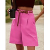 image:imageHOTOUCH Bermuda Shorts for Women Summer Dressy Casual Elastic High Waisted Wide Leg Knee Length Shorts with PocketsHot Pink