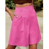 image:imageHOTOUCH Bermuda Shorts for Women Summer Dressy Casual Elastic High Waisted Wide Leg Knee Length Shorts with PocketsHot Pink